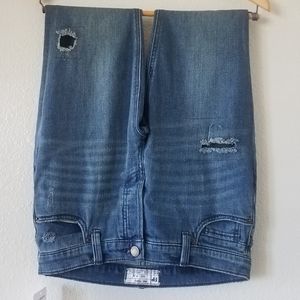 Free People Blue & Black Mesh Panels Skinny Jeans